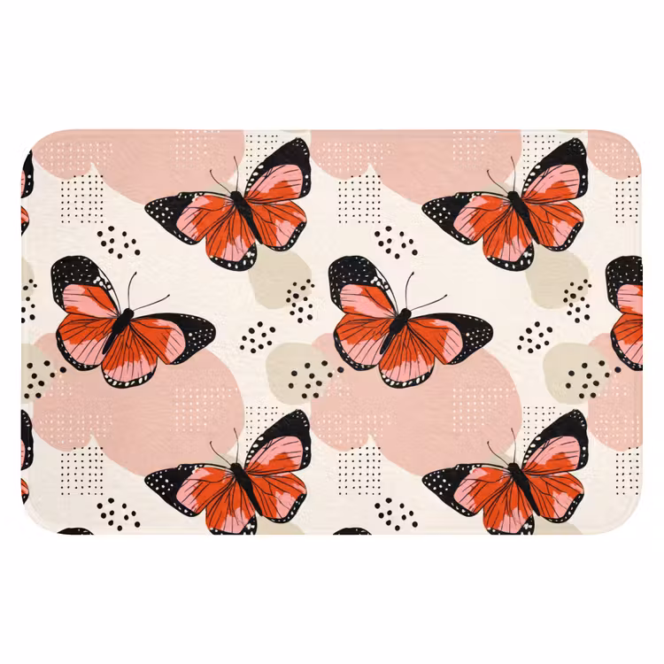 Vlinders - Retro - Kleurrijk Badmat klein 997 -3d
