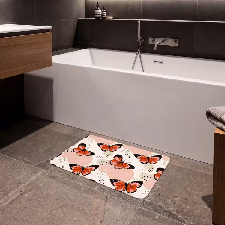 Vlinders - Retro - Kleurrijk Badmat klein 997 -sfeer3