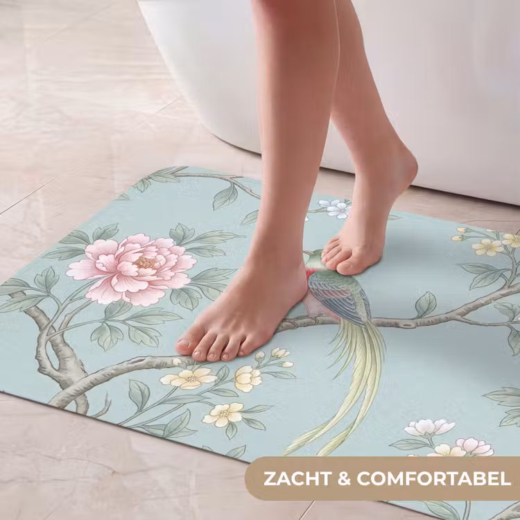 Vogel - Bloemen - Kleurrijk Badmat klein -USP_ZachtNL