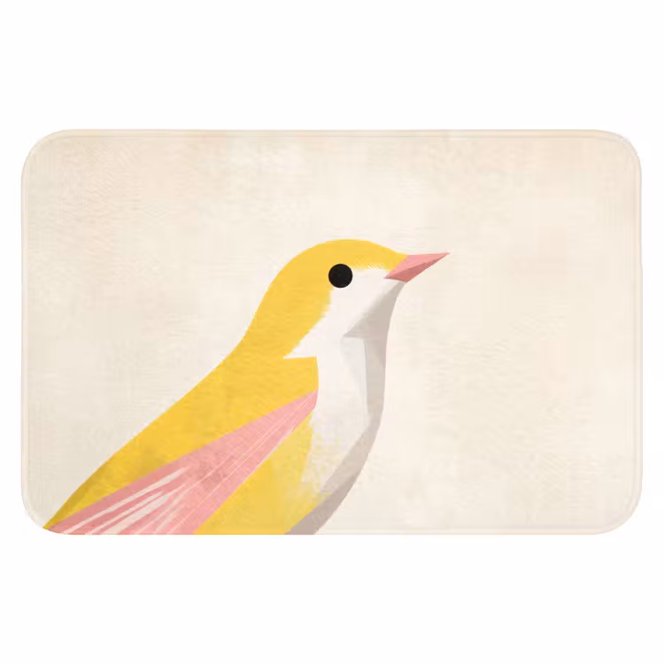 Vogel - Minimalistisch - Geel Badmat klein -3d