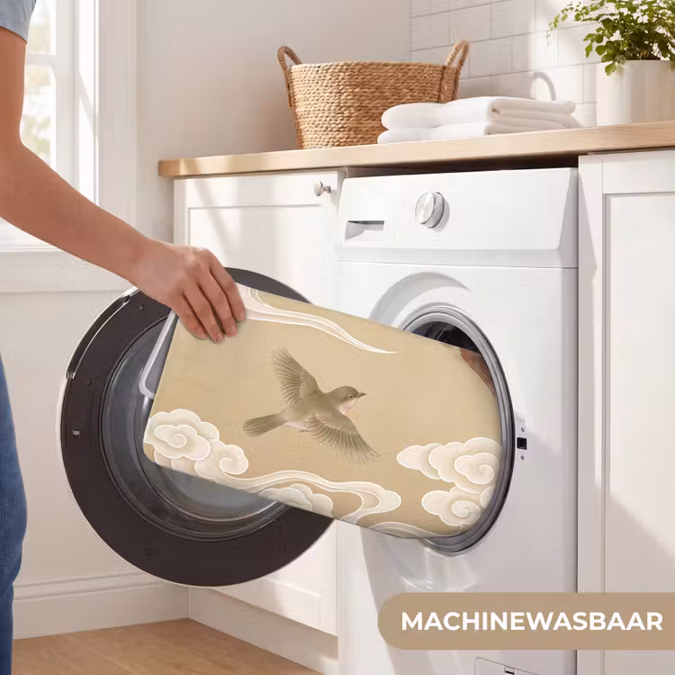 Vogels - Vliegen - Beige Badmat middel -USP_WasbaarNL