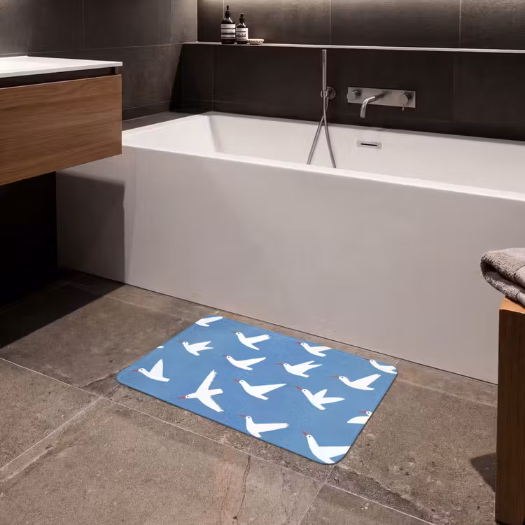 Vogels - Wit - Patroon Badmat klein -sfeer3