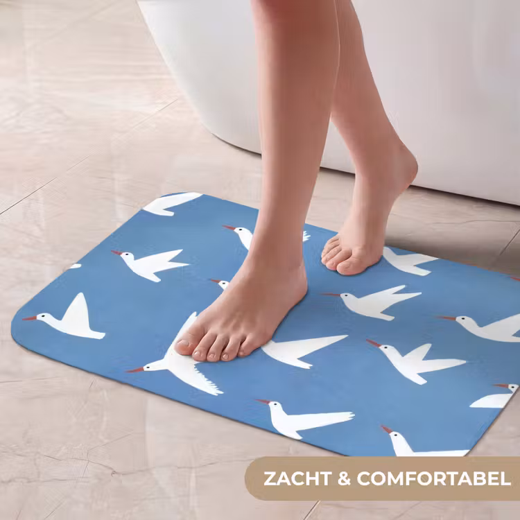 Vogels - Wit - Patroon Badmat klein -USP_ZachtNL