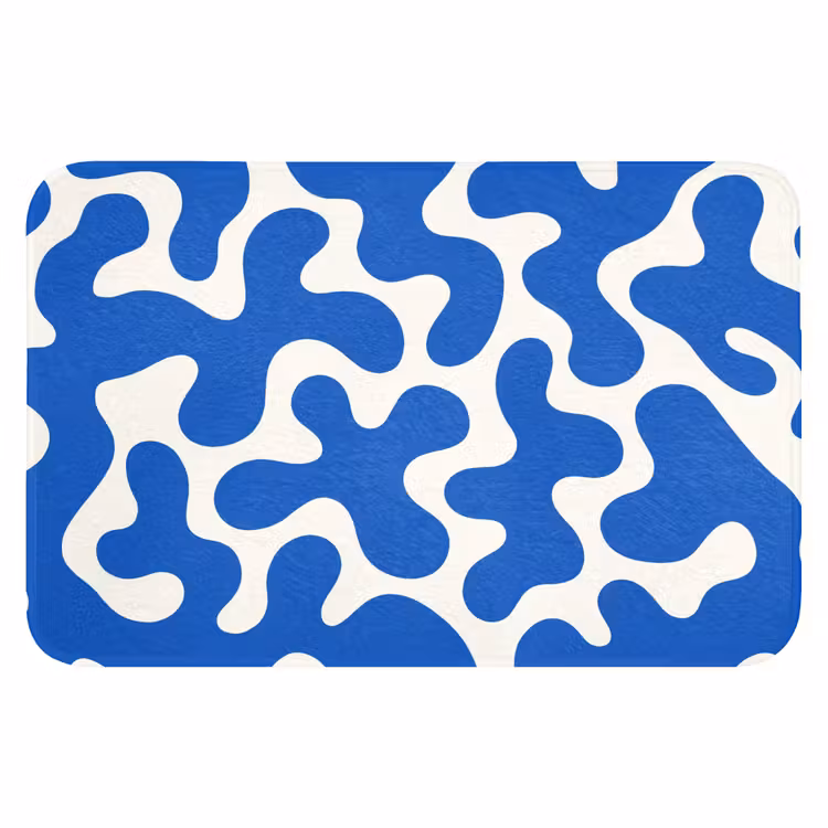 Vormen - Abstract - Blauw - Golven Badmat klein -3d
