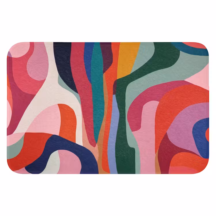 Vormen - Bochten - Kleurrijk - Abstract Badmat klein -3d