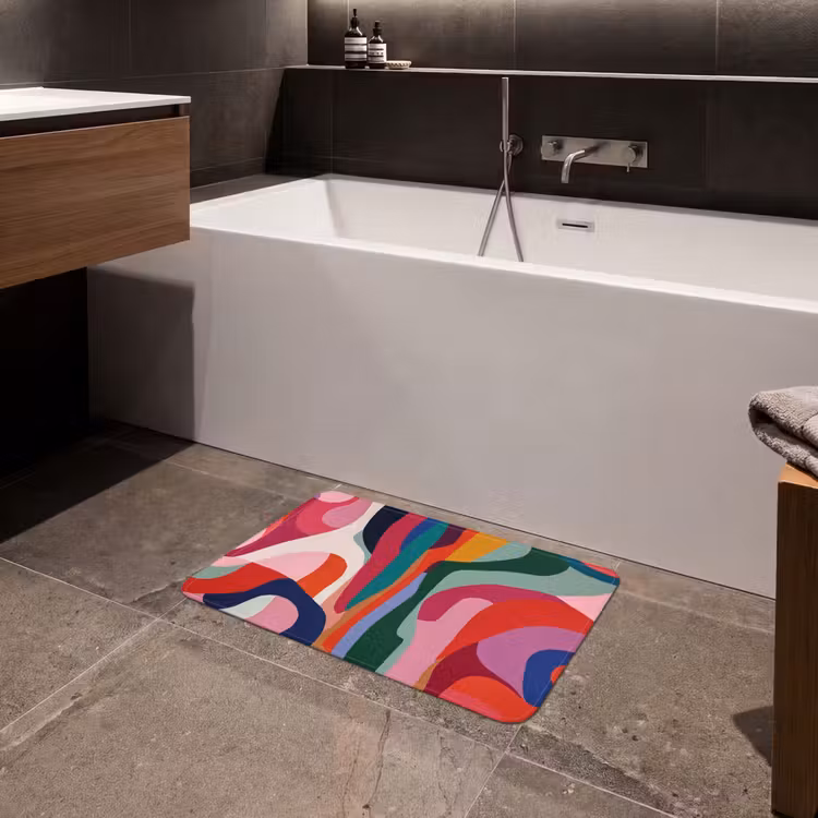 Vormen - Bochten - Kleurrijk - Abstract Badmat klein -sfeer3