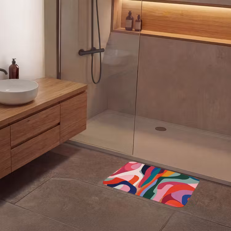 Vormen - Bochten - Kleurrijk - Abstract Badmat klein -sfeer2