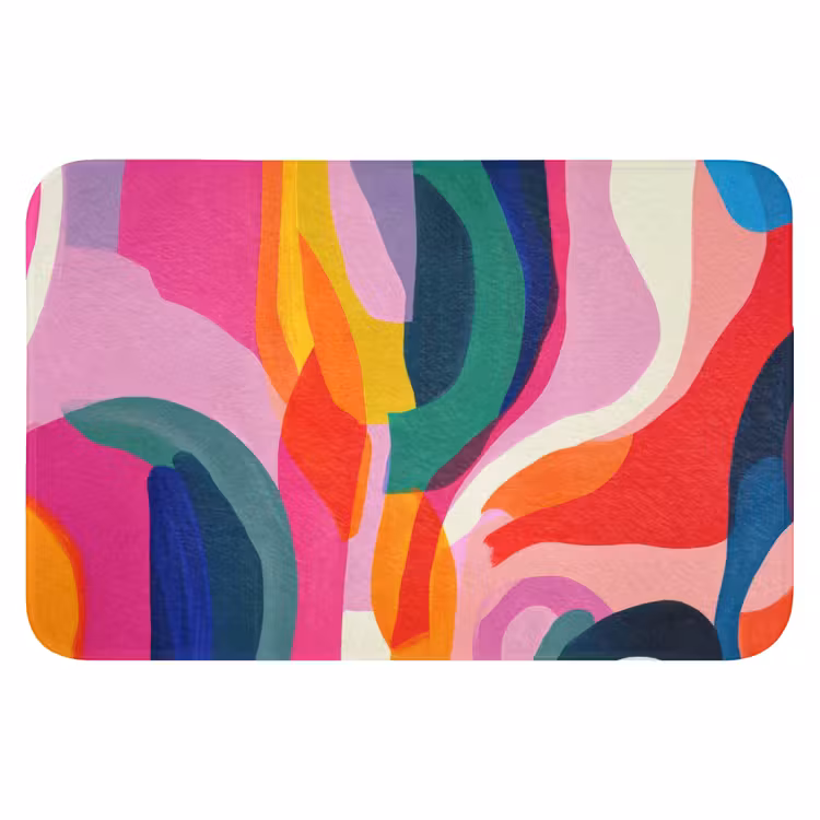 Vormen - Golvend - Abstract - Felroze Badmat klein -3d