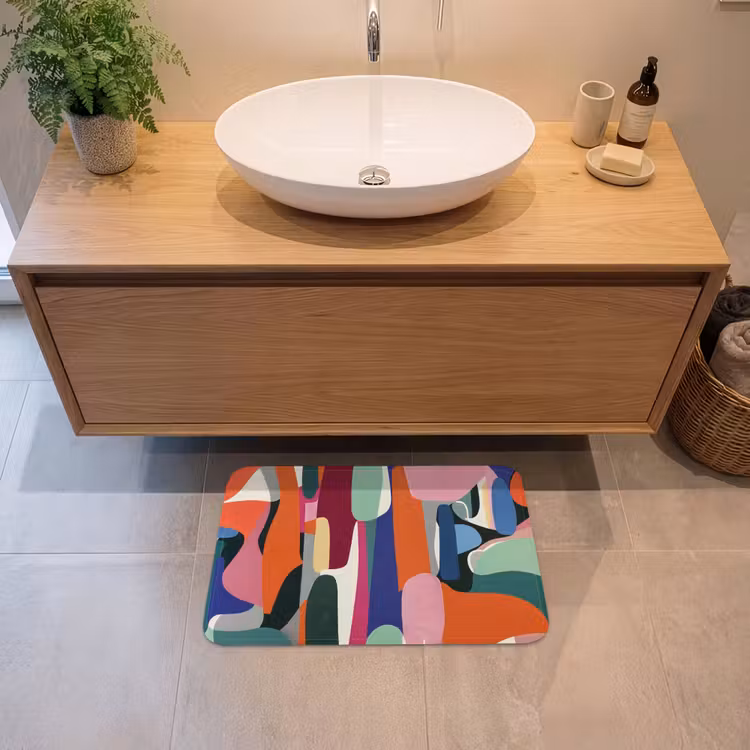 Vormen - Ritmisch - Kleuren - Abstract Badmat klein -sfeer1