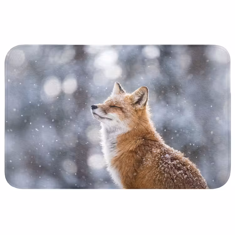 Vos - Sneeuwval - Portret - Winter - Sfeervol Badmat klein -3d