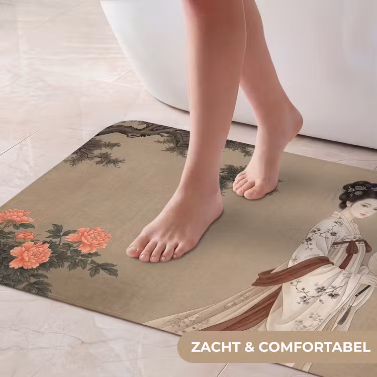 Vrouw - Azië - Kunst - Beige Badmat middel -USP_ZachtNL