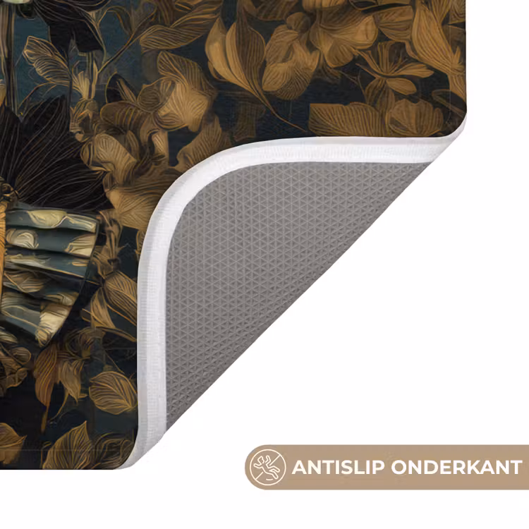 Vrouw - Bladeren - Goud - Vlinders Badmat klein -USP_AntislipNL