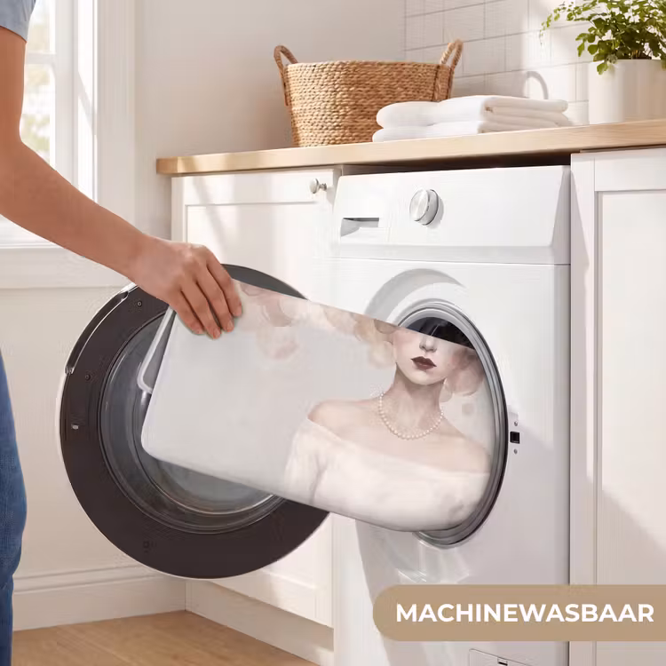 Vrouw - Cirkels - Beige Badmat middel -USP_WasbaarNL