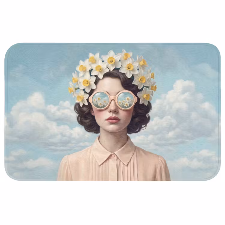 Vrouw - Narcissen - Geel Badmat klein -3d