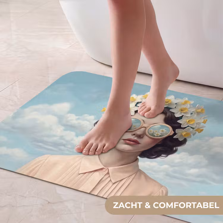 Vrouw - Narcissen - Geel Badmat klein -USP_ZachtNL