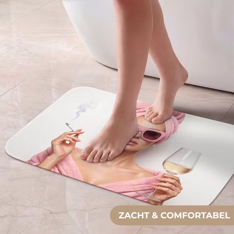 Vrouw - Roze - Wijn - Zonnebril Badmat klein -USP_ZachtNL