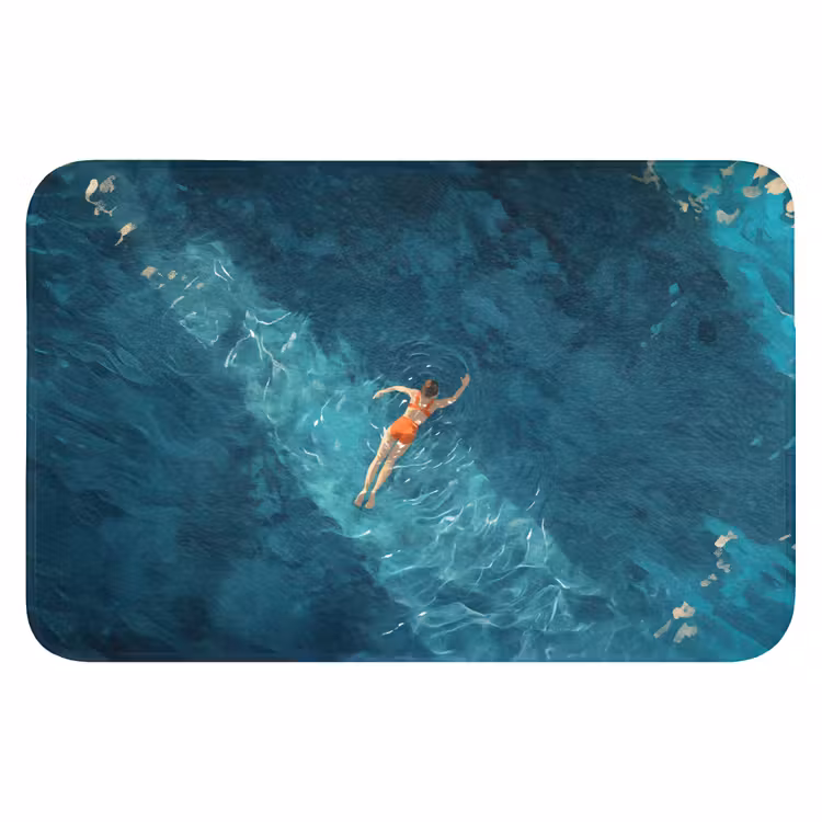 Vrouw - Water - Bikini - Oranje Badmat klein -3d