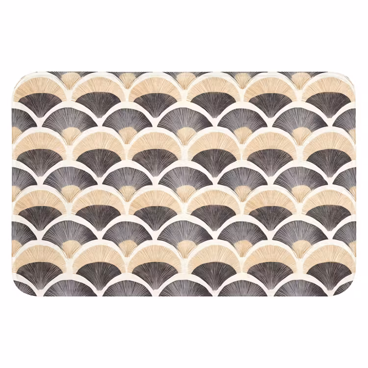 Waaier - Patroon - Zwart - Beige Badmat klein 997 -3d