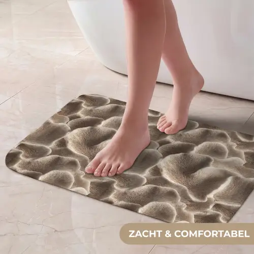 Waaiervorm - Beige - Vezel textuur Badmat klein 997 -USP_ZachtNL