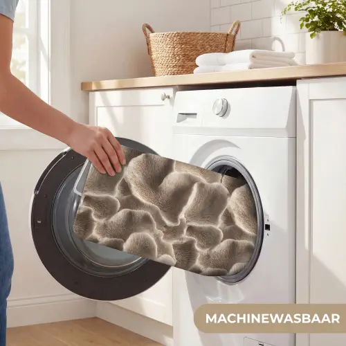 Waaiervorm - Beige - Vezel textuur Badmat klein 997 -USP_WasbaarNL