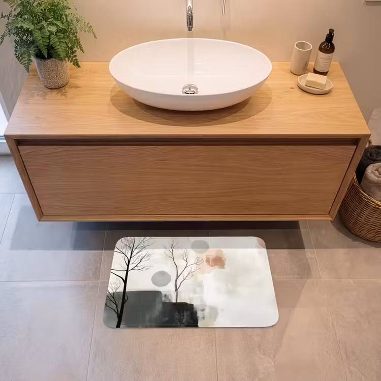 Wabi sabi - Beige - Plant Badmat klein -sfeer1