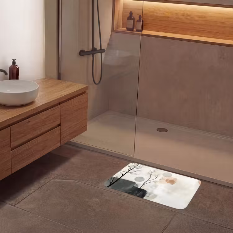 Wabi sabi - Beige - Plant Badmat klein -sfeer2