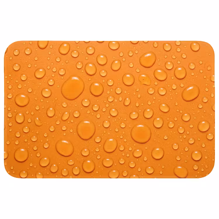 Water - Druppels - Oranje Badmat klein -3d