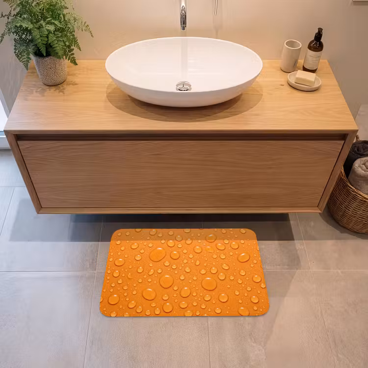 Water - Druppels - Oranje Badmat klein -sfeer1