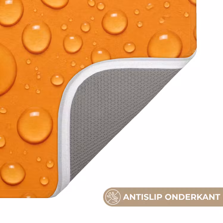 Water - Druppels - Oranje Badmat klein -USP_AntislipNL