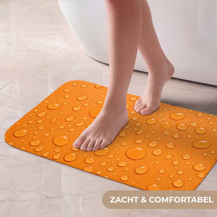 Water - Druppels - Oranje Badmat klein -USP_ZachtNL