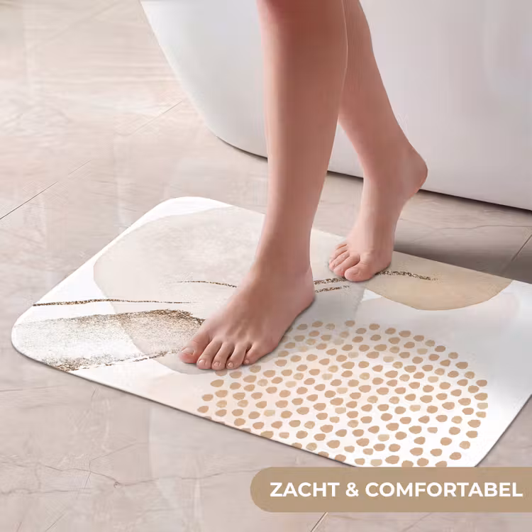 Watercolor - Beige - Pastel - Modern - Abstract Badmat klein -USP_ZachtNL