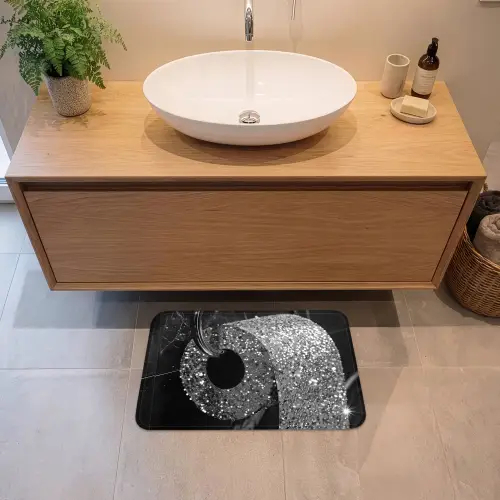 WC - Toilet papier - Zwart wit - Glitters Badmat klein -sfeer1