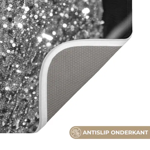 WC - Toilet papier - Zwart wit - Glitters Badmat klein -USP_AntislipNL