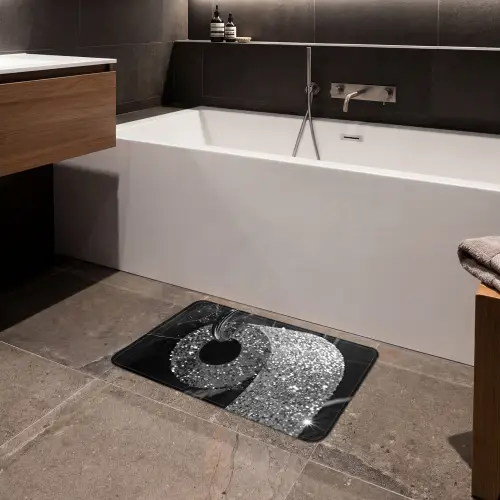 WC - Toilet papier - Zwart wit - Glitters Badmat klein -sfeer3