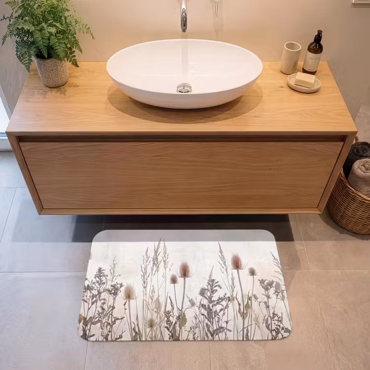 Weidebloemen - Design - Sepia Badmat middel -sfeer1