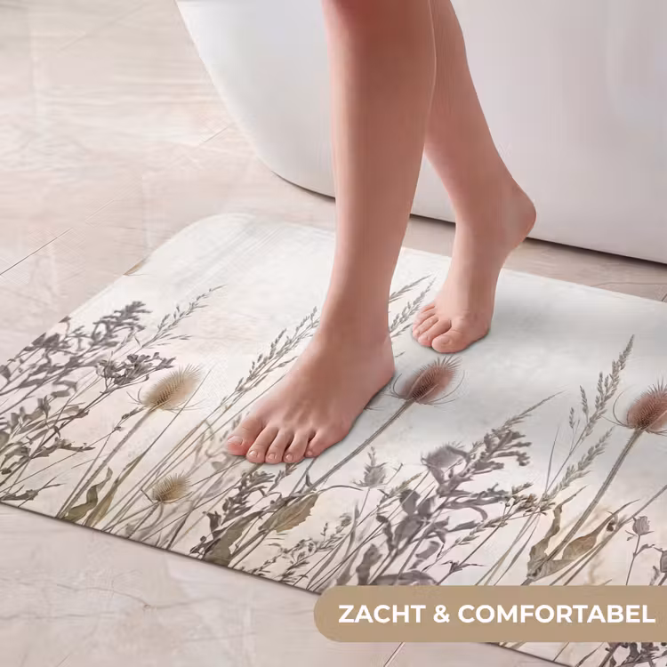 Weidebloemen - Design - Sepia Badmat middel -USP_ZachtNL