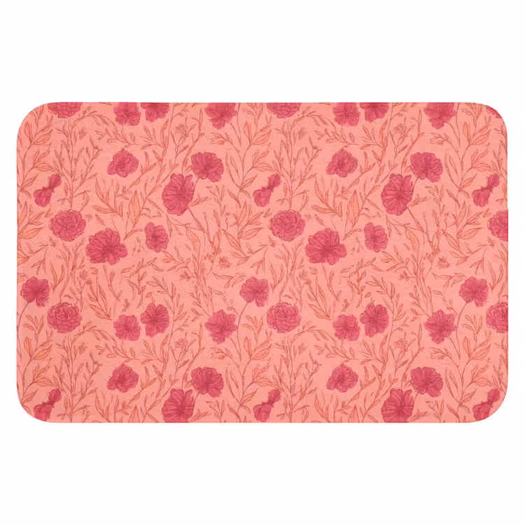 Weidebloemen - Romantisch - Roze Badmat klein 997 -3d