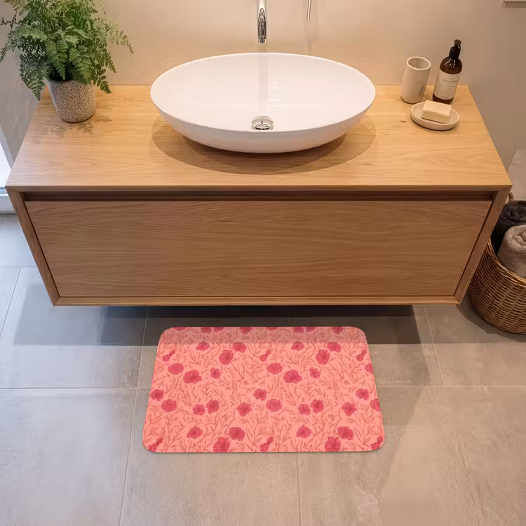 Weidebloemen - Romantisch - Roze Badmat klein 997 -sfeer1