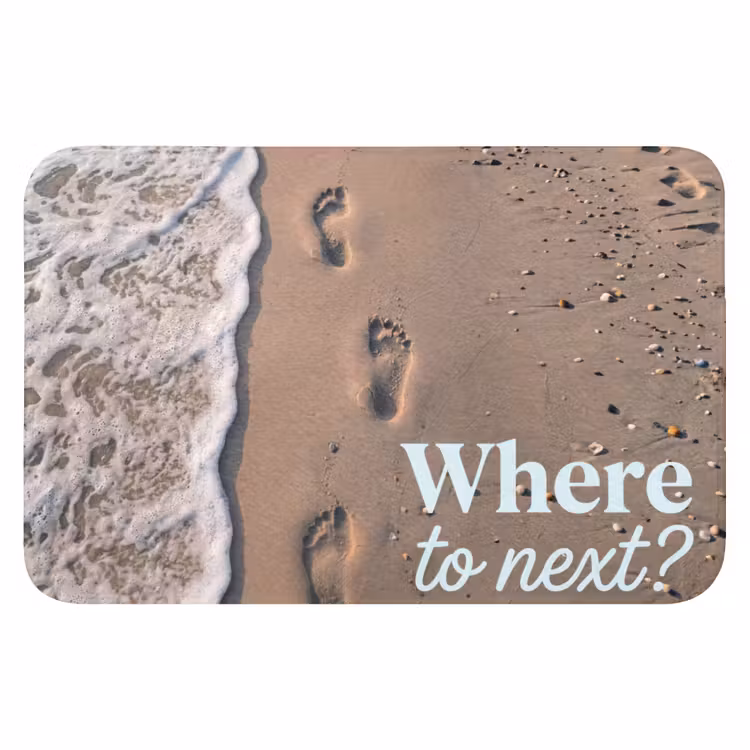 Where to next - Strand - Voetstappen Badmat klein -3d