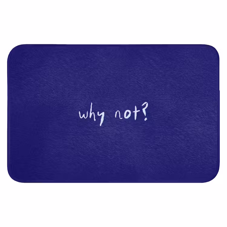 Why not - Blauw - Handgeschreven Badmat klein -3d