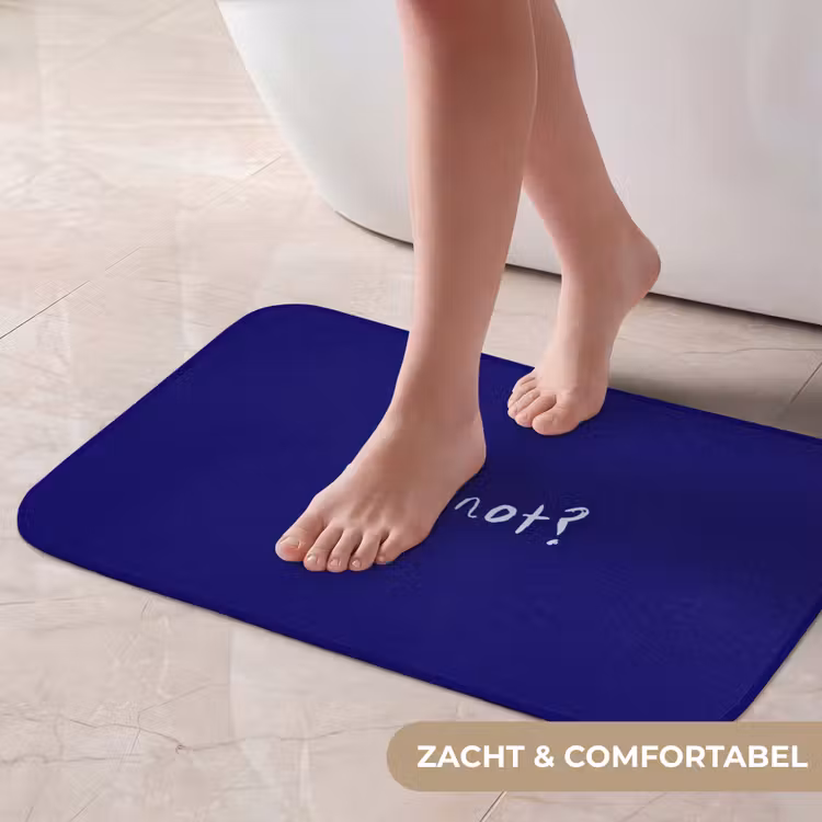 Why not - Blauw - Handgeschreven Badmat klein -USP_ZachtNL