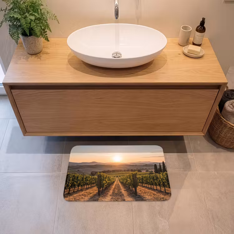 Wijngaard - Zonsondergang - Landschap Badmat klein -sfeer1