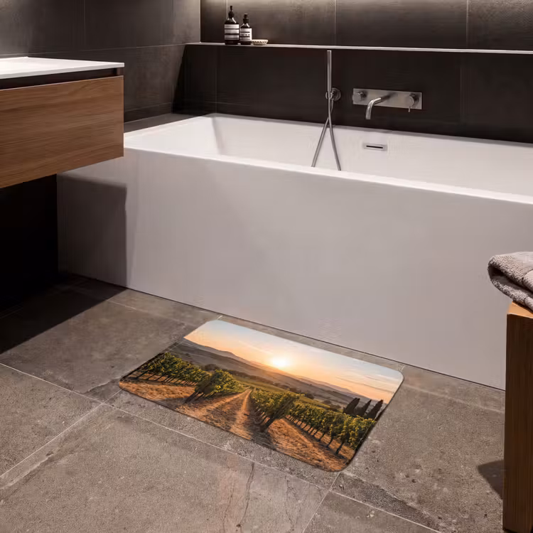 Wijngaard - Zonsondergang - Landschap Badmat klein -sfeer3