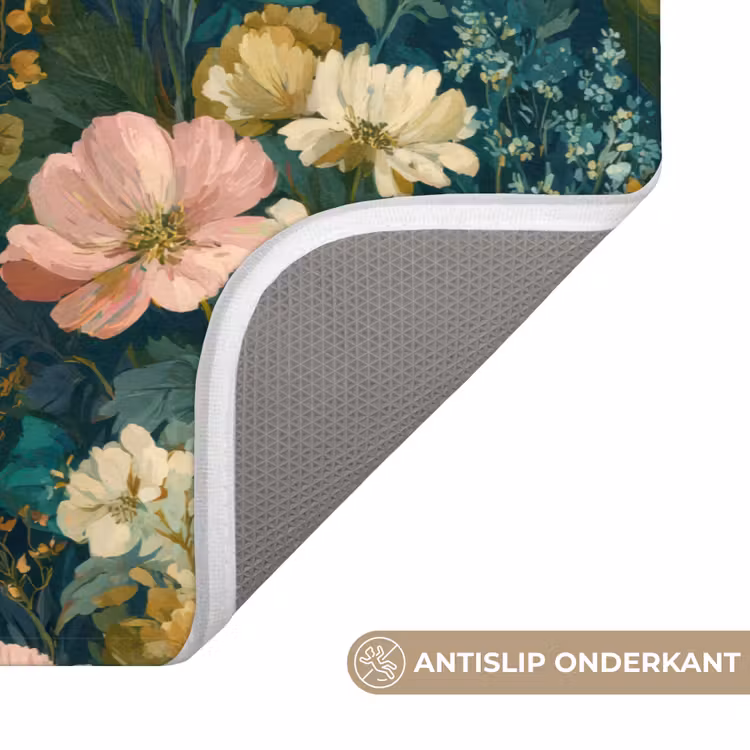 Wilde bloemen - Botanisch - Patroon - Roze - Romantisch Badmat middel 997 -USP_AntislipNL