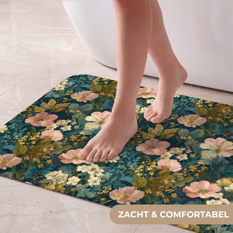 Wilde bloemen - Botanisch - Patroon - Roze - Romantisch Badmat middel 997 -USP_ZachtNL