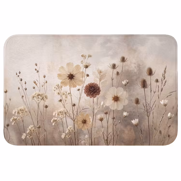 Wilde bloemen - Botanisch - Vintage - Natuur - Rustiek Badmat klein -3d