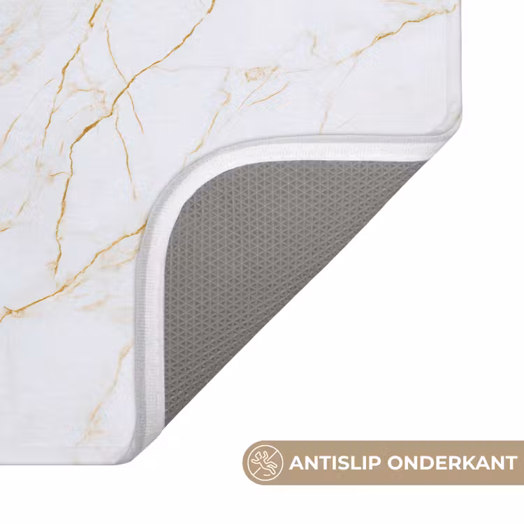 Wit - Marmer - Goud - Luxueus Badmat klein 997 -USP_AntislipNL