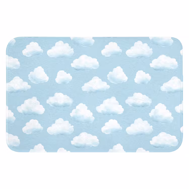 Wolken - Illustratie - Blauw Badmat klein 997 -3d