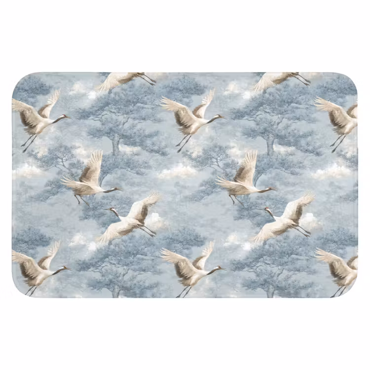Wolken - Kraanvogels - Blauw Badmat klein 997 -3d