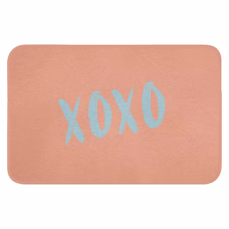 XOXO - Blauw - Perzikkleur Badmat klein -3d